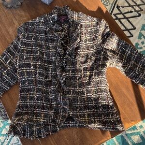 Escada Black and Gray Tweed Blazer